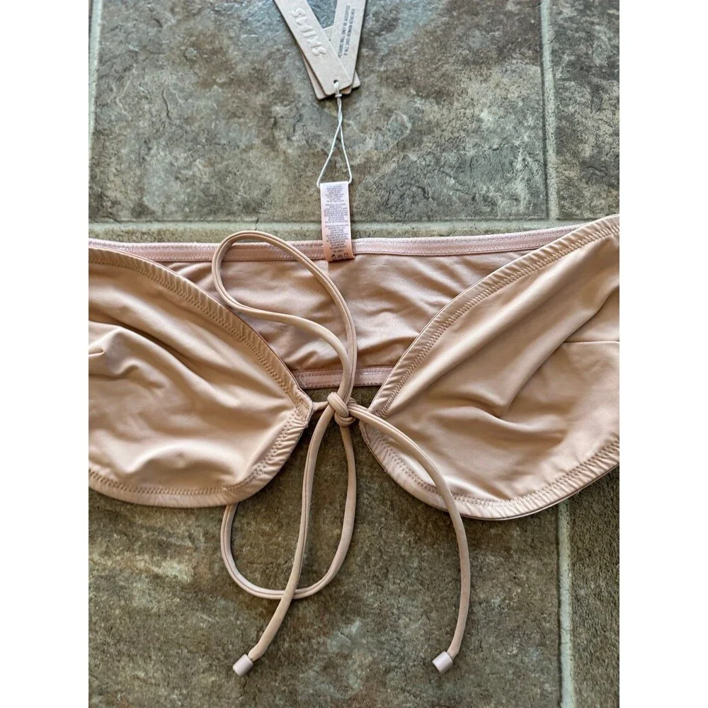 Skims Long Sleeve Bikini Top Ochre Size Medium
